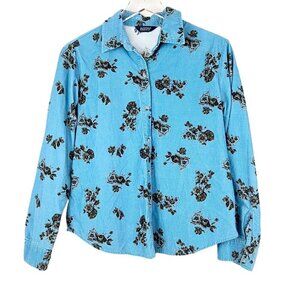Vintage Austin Clothing Co. Blue Corduroy‎ Brown Floral Long Sleeve Button Down